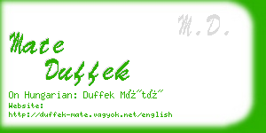 mate duffek business card